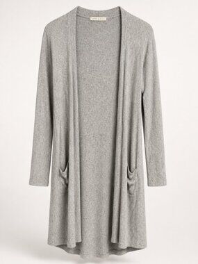 Peyton Jensen Gray Open-Front Long Cardigan Sweater - M